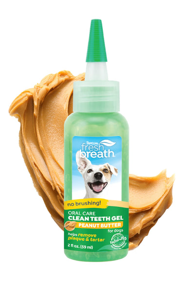 TropiClean No Brushing Gel Peanut Butter Flavor | Dog Toothpaste and Toothbrush | Dog Breath Spray | Breath Gel for Dogs | Made in the USA | 2 oz.