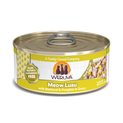 Weruva Classic Cat Food, Meow Luau with Mackerel & Pumpkin in Gravy, 5.5oz Can (Pack of 24)