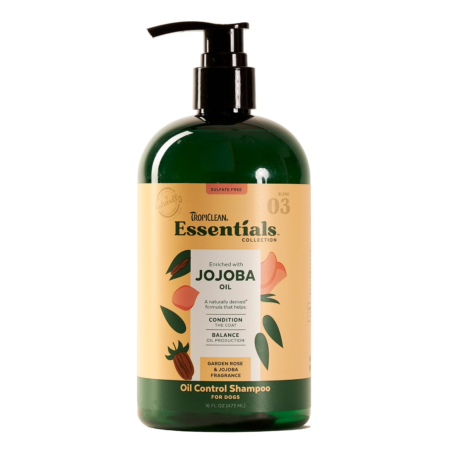 TropiClean Essentials Jojoba Oil Shampoo for Dogs | Condition The Coat | Balance Skin Oil Production | Derived from Natural Ingredients