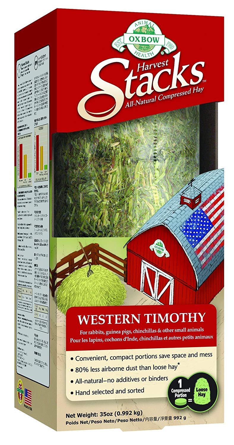 Oxbow Animal Health Harvest Hay Stacks - Western Timothy Hay - All Natural Hay for Rabbits, Guinea Pigs, Chinchillas, Hamsters & Gerbils - 35 oz.