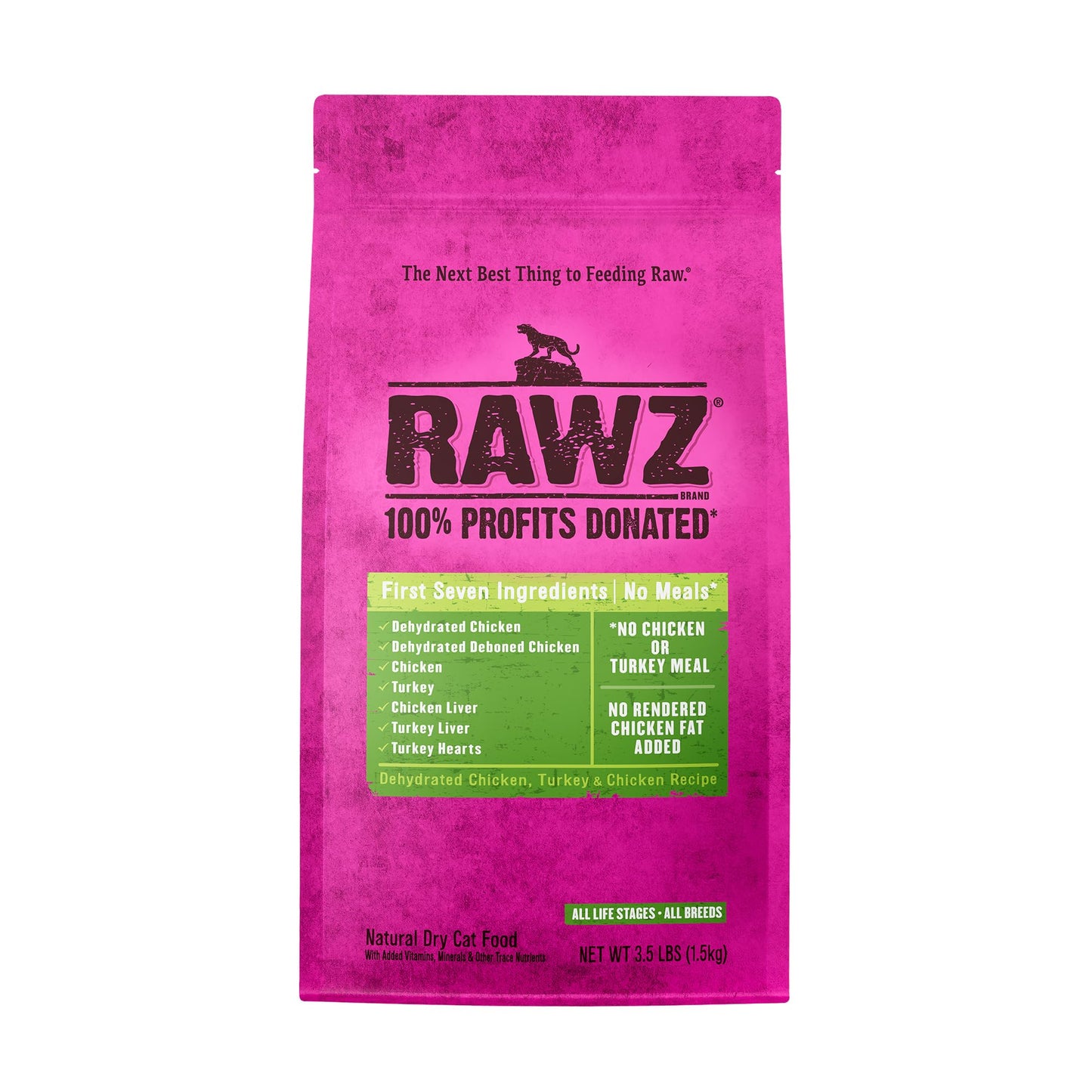 Rawz Dehydrated Chicken, Turkey & Chicken Recipe Natural Meal Free Dry Cat Food (3.5 Pound (Pack of 1), Chicken & Turkey)