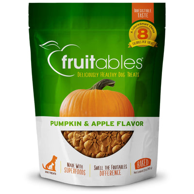 Fruitables Baked Dog Treats - Pumpkin Treats for Dogs - Healthy Low Calorie Treats - Free of Wheat, Corn and Soy - Pumpkin and Apple Dog Treats - 12 Ounces