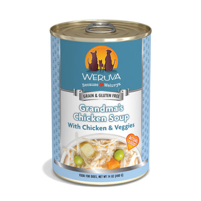 Weruva Classic Dog Food, Grandma's Chicken Soup with Chicken Breast & Veggies, 14oz Can (Pack of 12), Teal (878408004568)