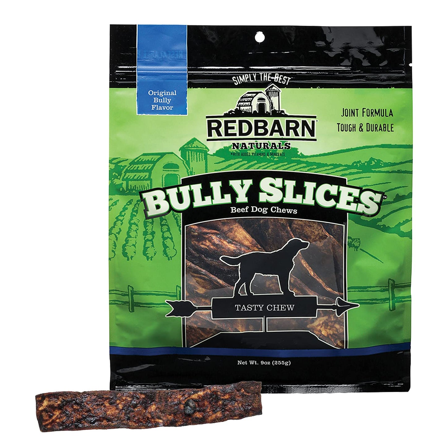 Redbarn All-Natural Rawhide Bully Slices - Bully Stick Flavor - Premium Grain-Free Beef Hide Treats High Protein Low Fat for Chewers - 9 oz Bag