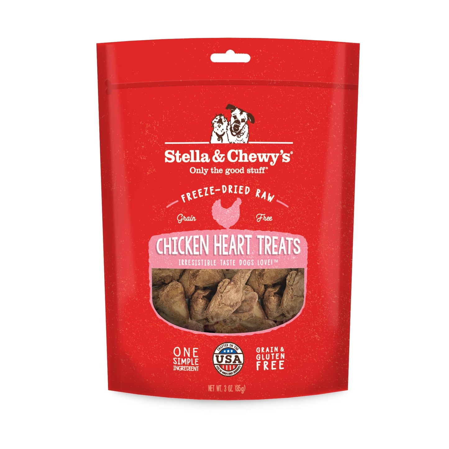 Stella & Chewy's Freeze-Dried Raw Single Ingredient Chicken Hearts Dog Treats, 3 oz. Bag