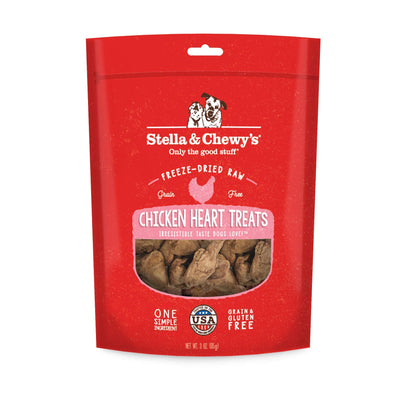 Stella & Chewy's Freeze-Dried Raw Single Ingredient Chicken Hearts Dog Treats, 3 oz. Bag