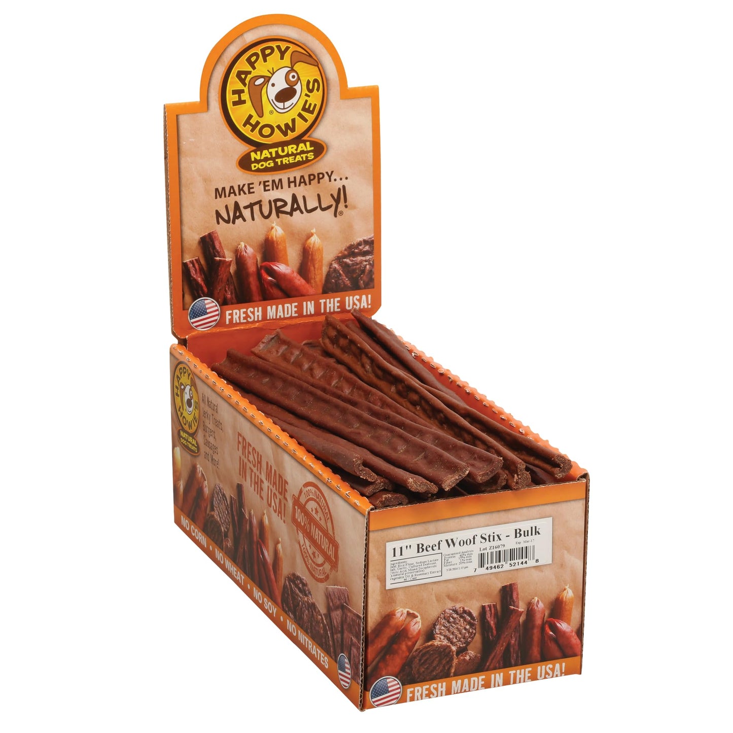 Happy Howie's Woof Stix - Healthy Dog Treats, Flavorful Slow Cooked Beef Stick, Natural Ingredients, Hormone Free - Beef, 46 Count (Pack of 1)