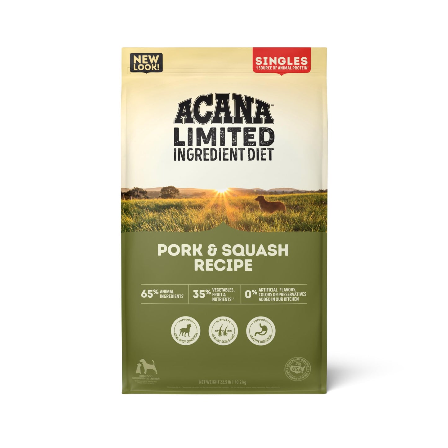 ACANA Singles Limited Ingredient Dry Dog Food, Grain Free, High Protein, Pork & Squash Recipe, 22.5 lb