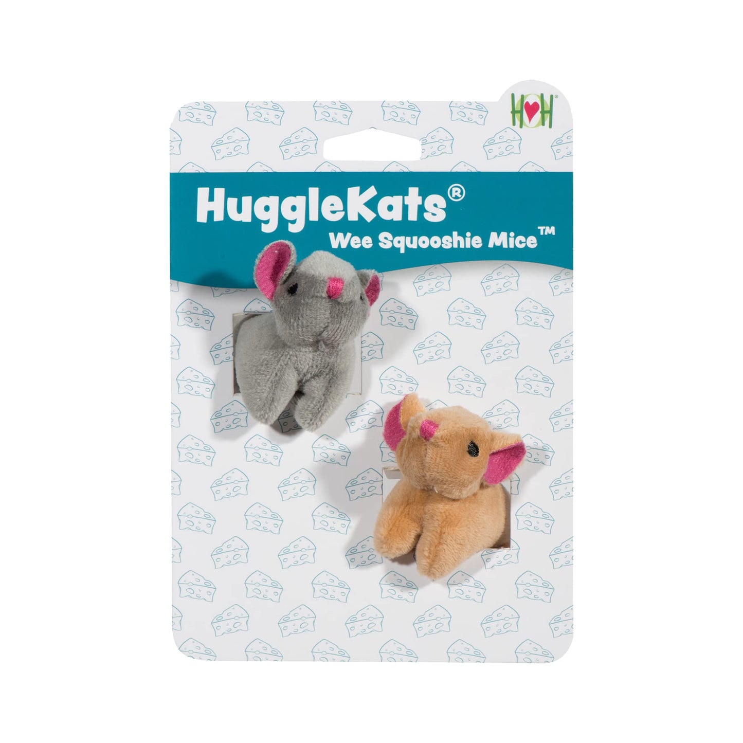 HuggleHounds Cat Mouse Toys - Interactive & Stimulating Cat Toy with Cat Nip Infused - Feather Mice Toy for Indoor Cats | HuggleKats Wee Squooshie Mice