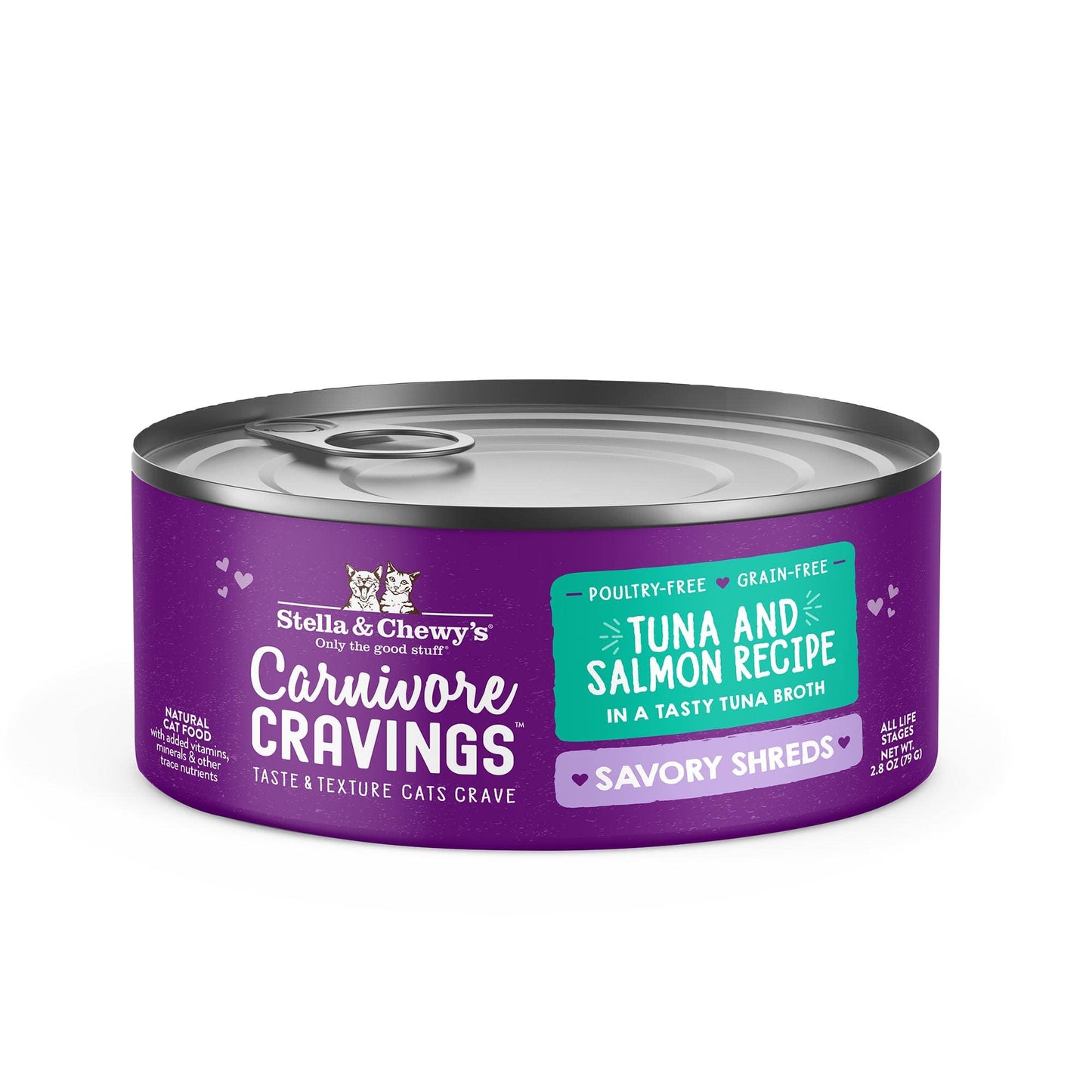 Stella & Chewy's, Cat Carnivore Cravings Tuna & Salmon Shreds Can, 2.8 Ounce