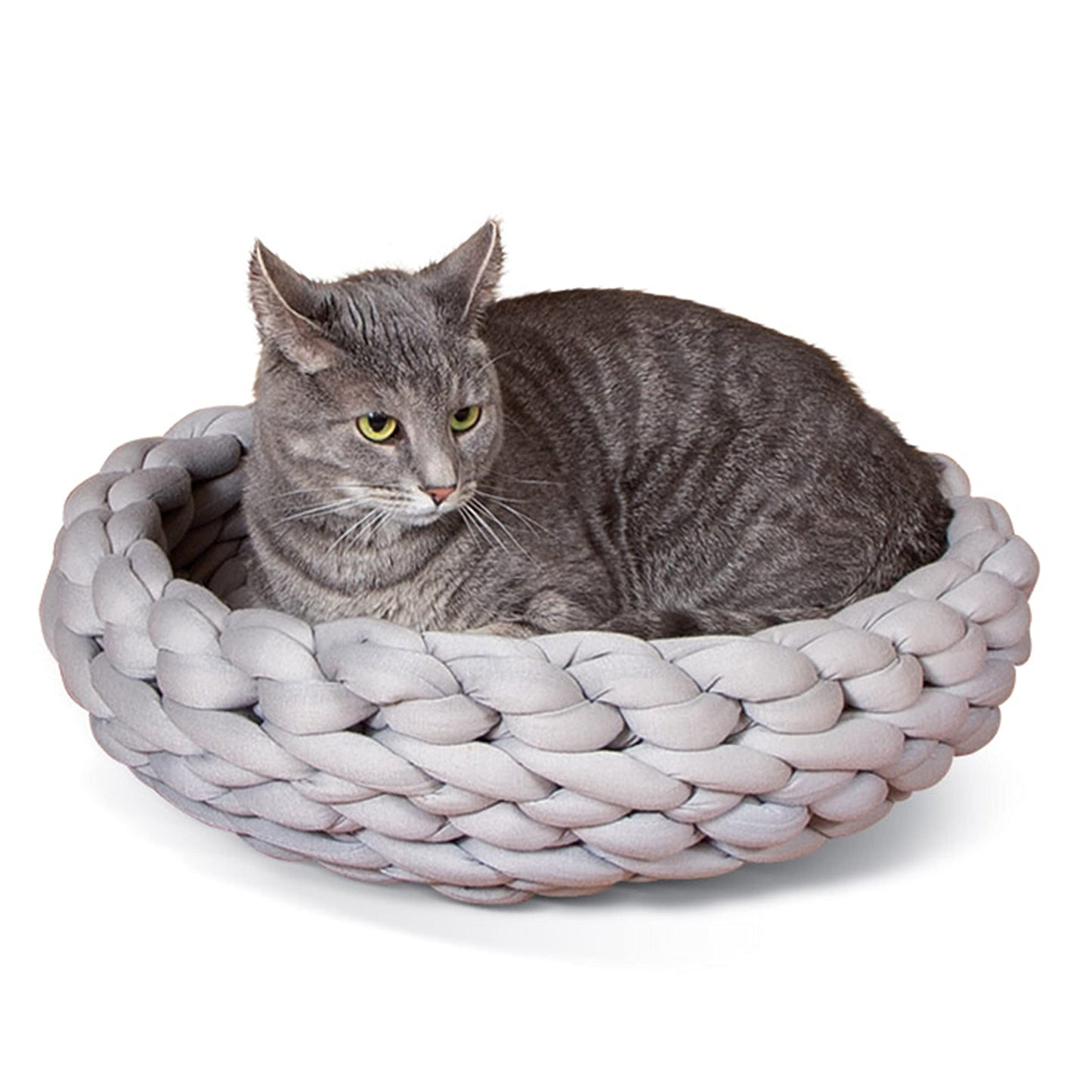 K&H Pet Products Knitted Cat Bed, Round Flexible Pet Bed Gray 17 X 4 Inches