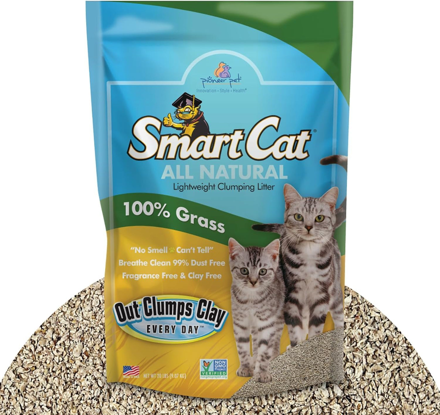 SmartCat All Natural Clumping Cat Litter - Chemical and Dust Free - Alternative to Clay and Pellet Litter - Unscented and Lightweight - 5 Pounds