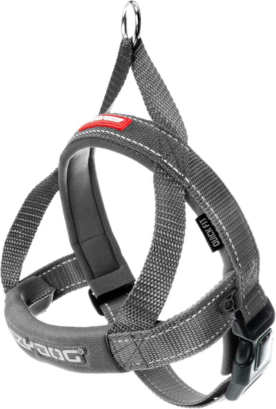 EzyDog Premium Quick Fit Adjustable Premium Dog Harness Vest with Reflective Stitching - Perfect for Training, Walking, and Control - Padded for Comfort (Medium, Gray)