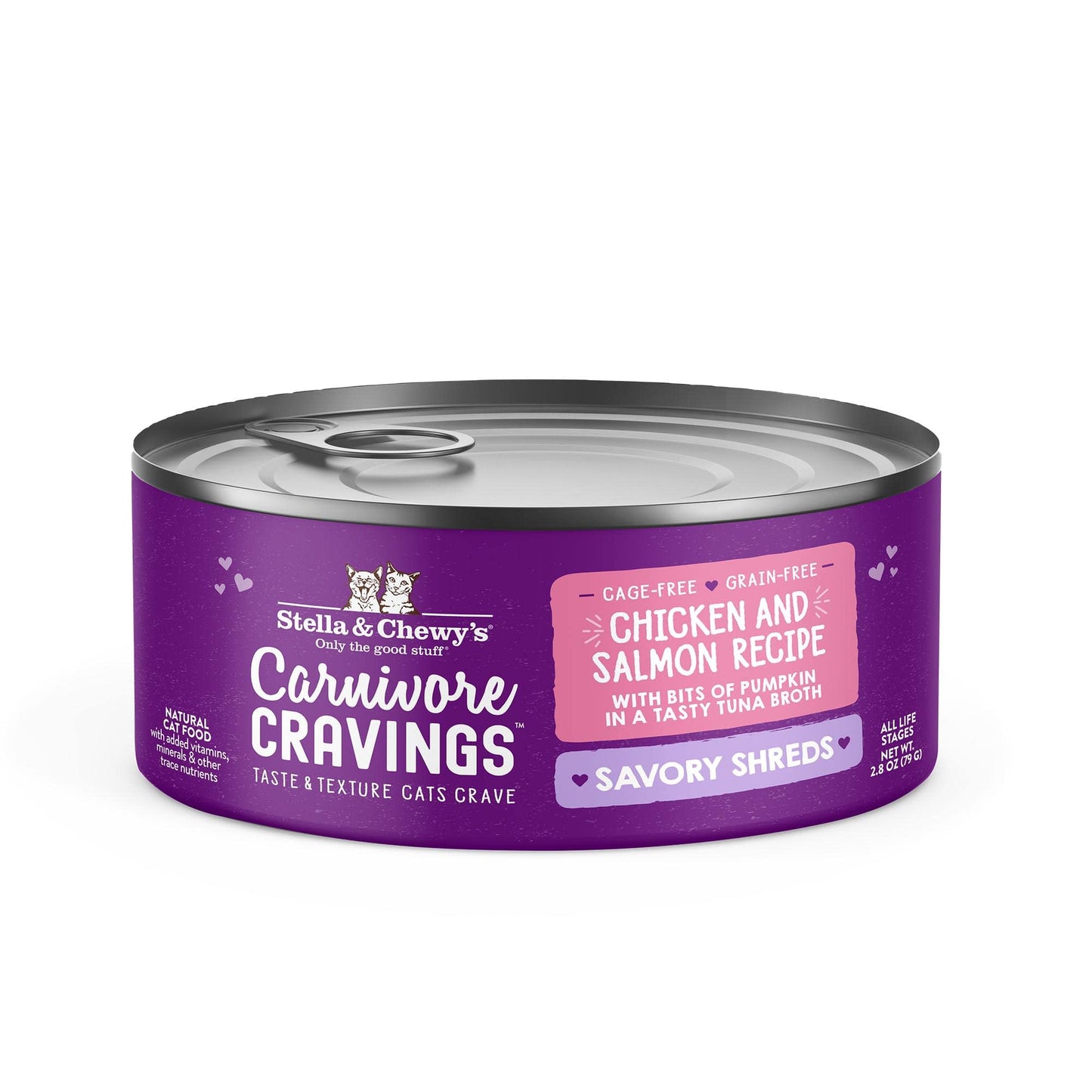 Stella & Chewy's, Cat Carnivore Cravings Chicken & Salmon Shreds Can, 2.8 Ounce