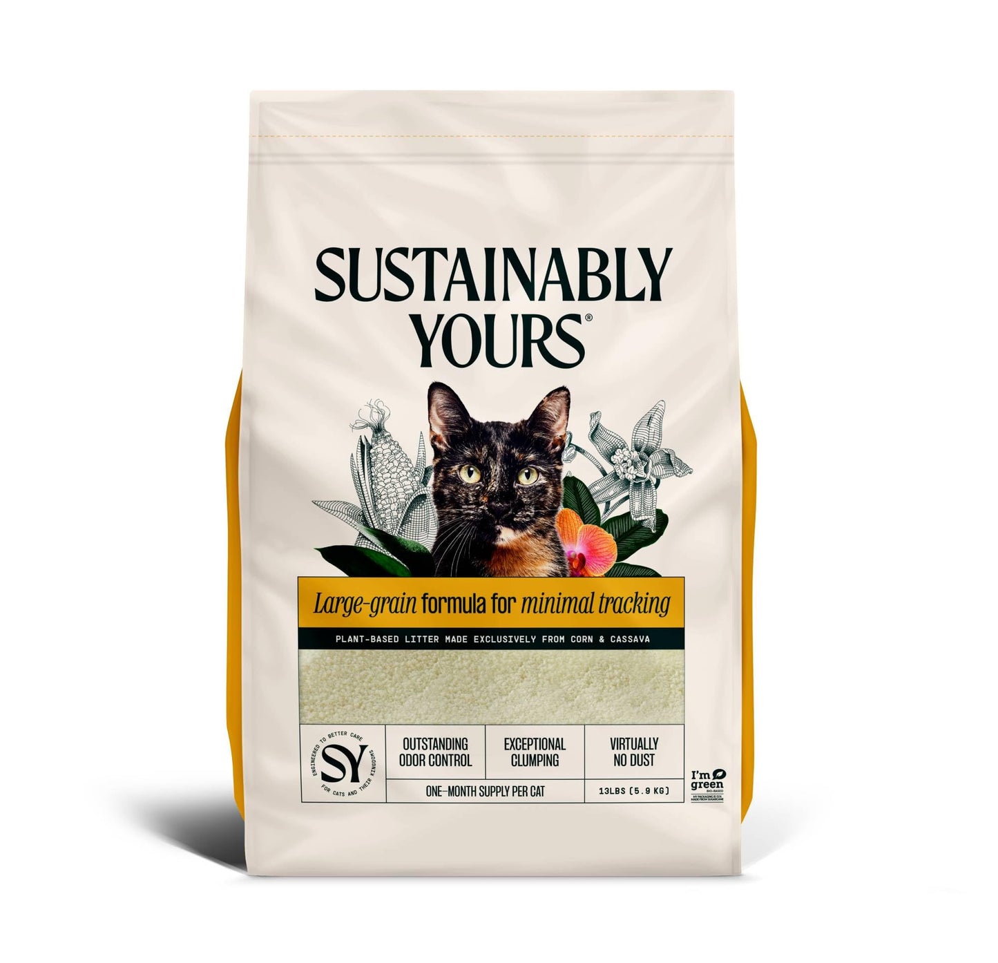 Sustainably Yours Natural Cat Litter, Large Grains, 13 lbs