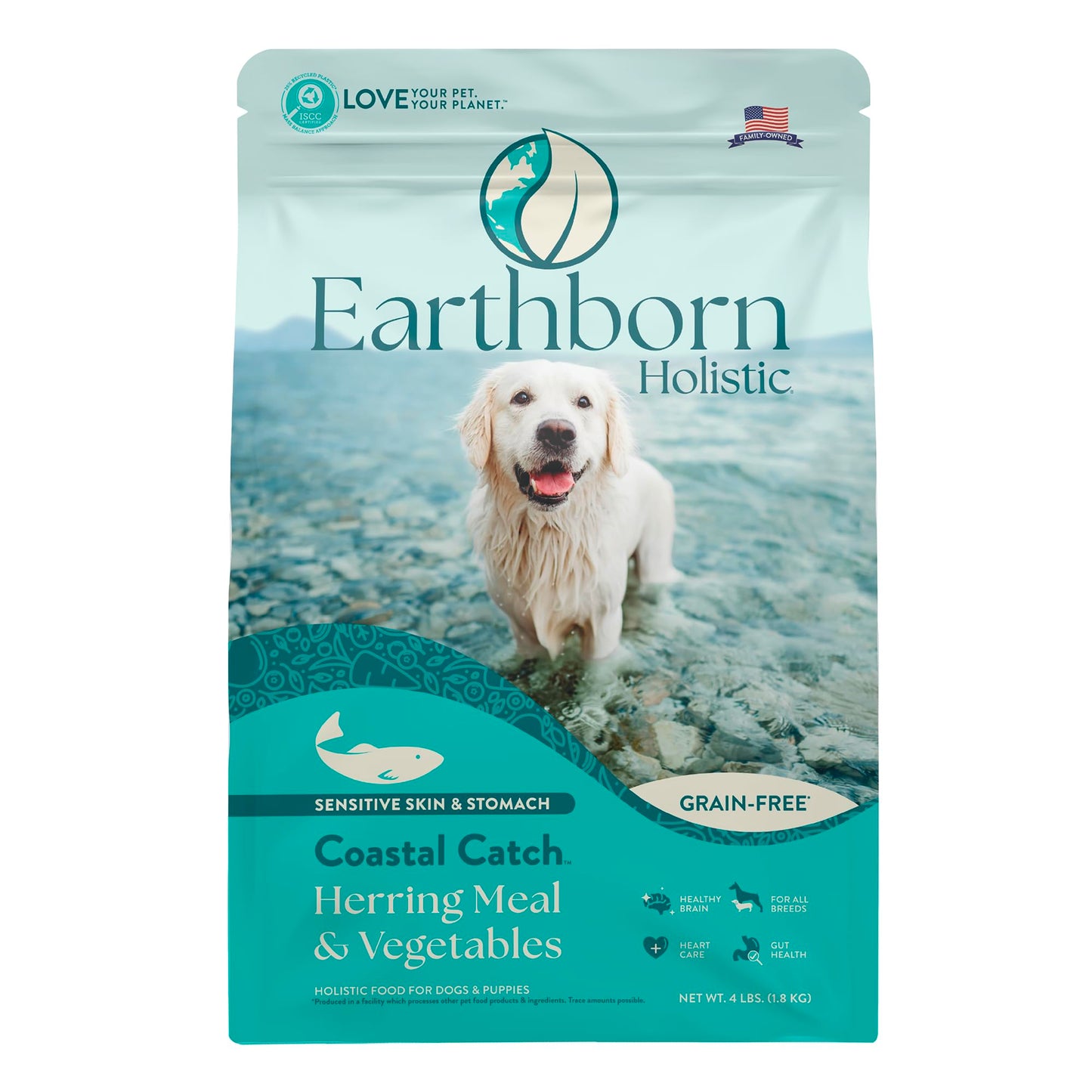 Earthborn Holistic Coastal Catch Herring Meal & Vegetables for Sensitive Skin and Stomach Grain and Gluten Free (4 Pounds)