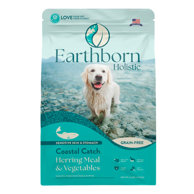 Earthborn Holistic Coastal Catch Herring Meal & Vegetables for Sensitive Skin and Stomach Grain and Gluten Free (4 Pounds)