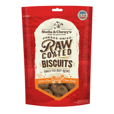 Stella & Chewy's Freeze-Dried Raw Coated Dog Biscuits - Grass-Fed Beef Recipe - Protein Rich, Grain Free Dog & Puppy Treat - Great Snack for Training & Rewarding - 9 oz Bag