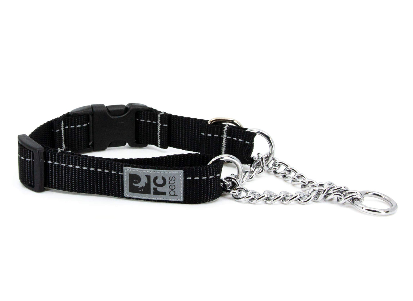 RC Pet Products 1" Primary Collection Martingale Dog Training Clip Collar, Large, Black