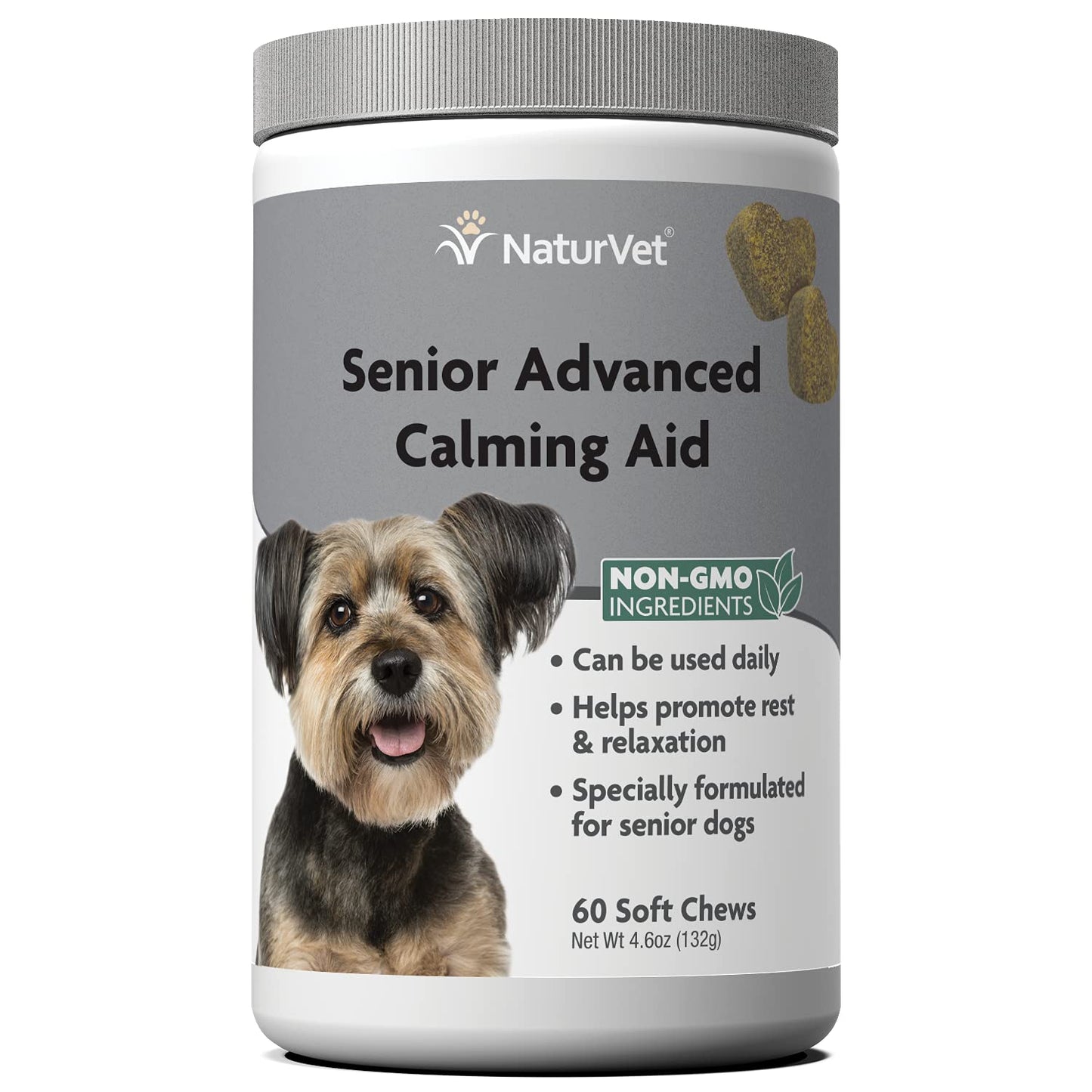 NaturVet Quiet Moments Calming Aid Dog Supplement, Helps Promote Relaxation, Reduce Stress, Storm Anxiety, Motion Sickness for Senior Dogs - 60-Ct. Soft Chews