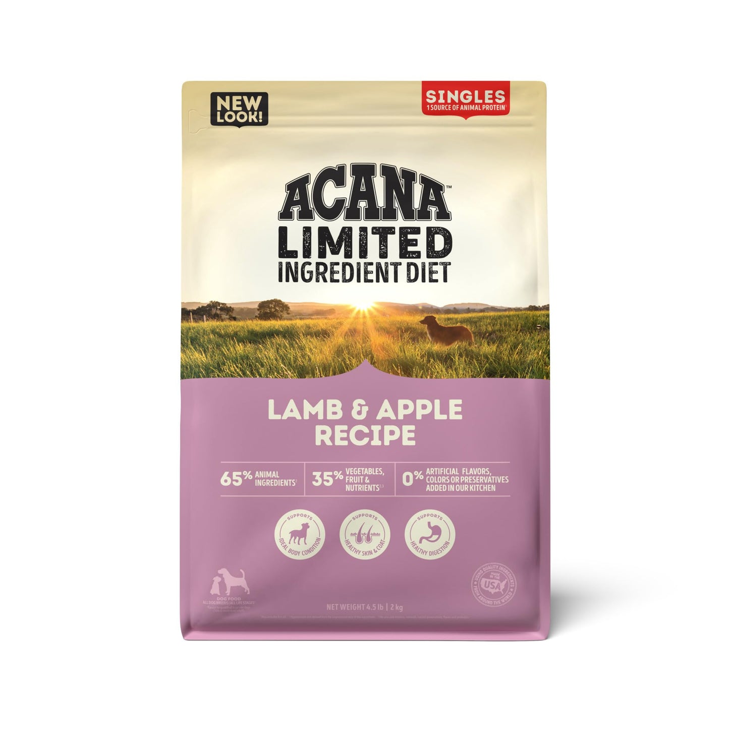 ACANA Singles Limited Ingredient Dry Dog Food, Grain Free Lamb & Apple Dog Food Recipe, 4.5lb