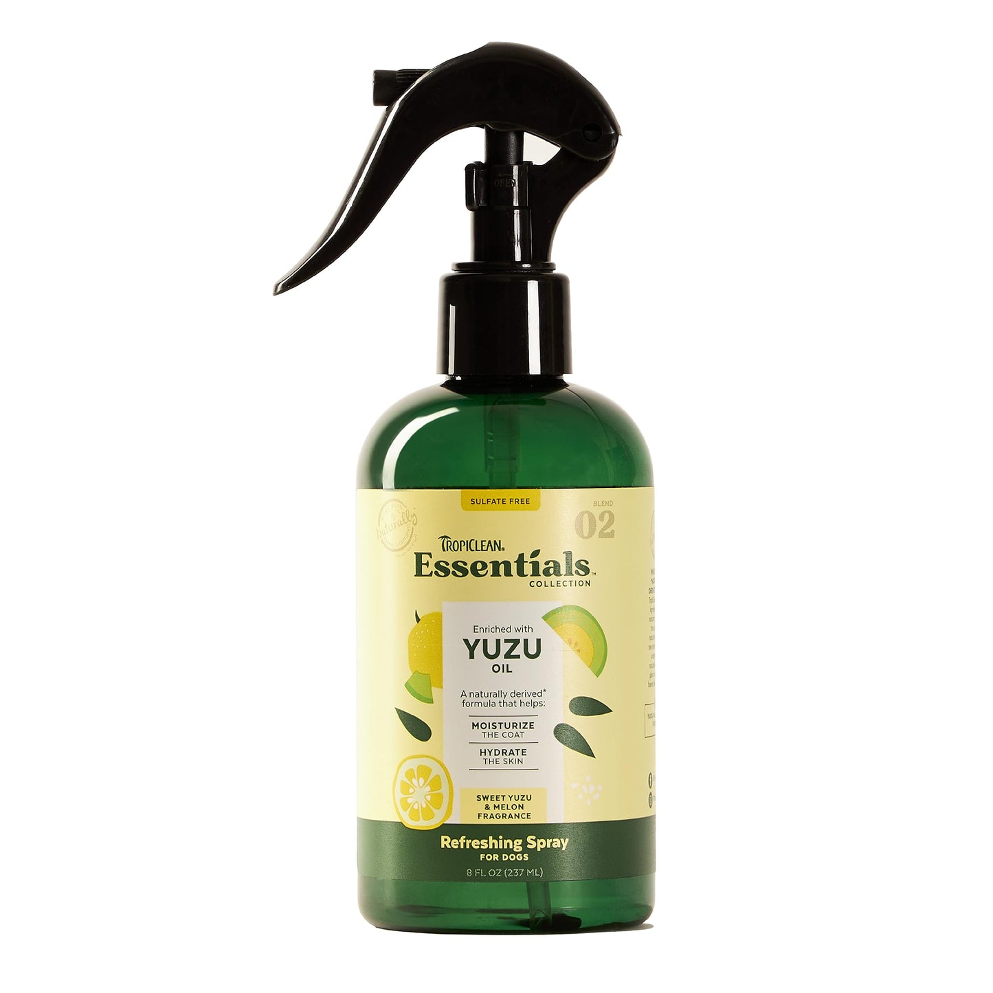 TropiClean Essentials Yuzu Fruit Cologne & Deodorizing Spray - Moisturize the Coat - Hydrate the Skin - Derived from Natural Ingredients