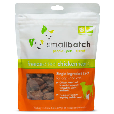 smallbatch Pets Premium Freeze-Dried Chicken Heart Treats for Dogs and Cats, 3.5 oz, Made and Sourced in The USA, Single Ingredient, Humanely Raise Meat, No Preservatives or Anything Artificial Ever