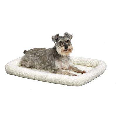 MidWest Homes for Pets Bolster Dog Bed 30L-Inch White Fleece Dog Bed w/ Comfortable Bolster | Ideal for Medium Dog Breeds & Fits a 30-Inch Dog Crate | Easy Maintenance Machine Wash & Dry