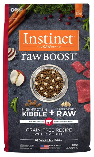 Instinct Raw Boost Grain Free Recipe with Real Beef Natural Dry Dog Food, 20 lb. Bag