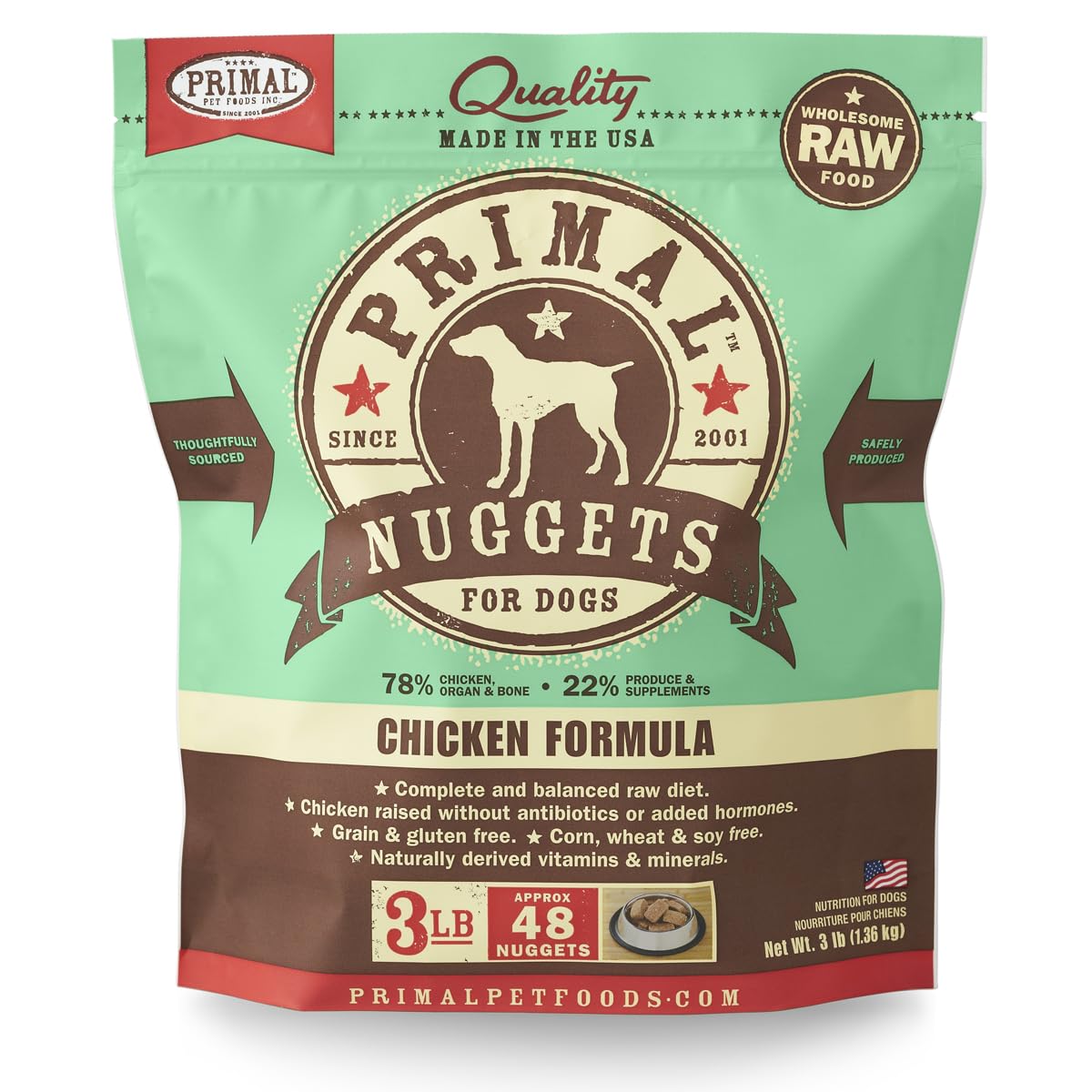 Primal Pet Foods 850010 Canine Chicken Nuggets, 3-Pound