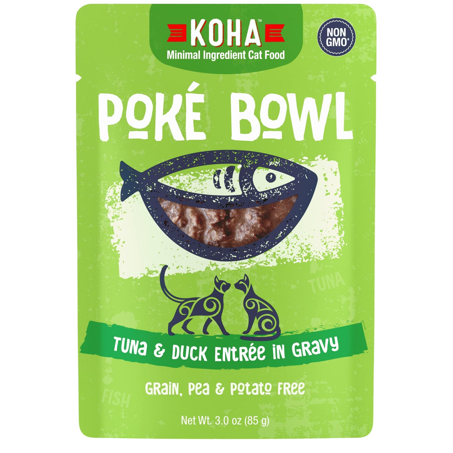 KOHA, Cat Poke Bowl Tuna/Duck Pouch, 3 Ounce