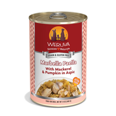 Weruva Classic Dog Food, Marbella Paella with Mackerel & Pumpkin in Aspic, 14oz Can (Pack of 12)