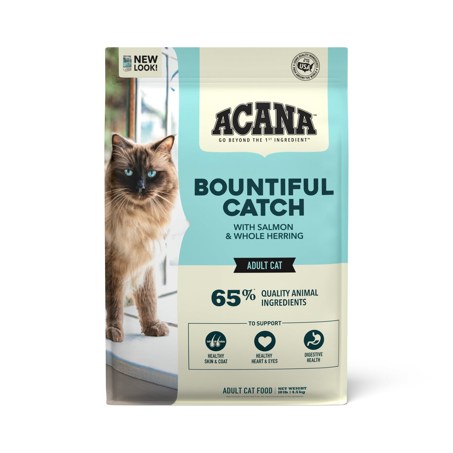 ACANA Bountiful Catch Dry Cat Food for Adult Cats, Salmon and Whole Herring Recipe, Fish Cat Food, 10lb