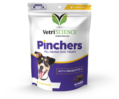 VETRISCIENCE Pinchers Pill Hiding Treats for Dogs - Pill Hider Dog Treats with Probiotics for Concealing Medicine, Capsules and Tablets, Convenient Pocket Shape for Pills