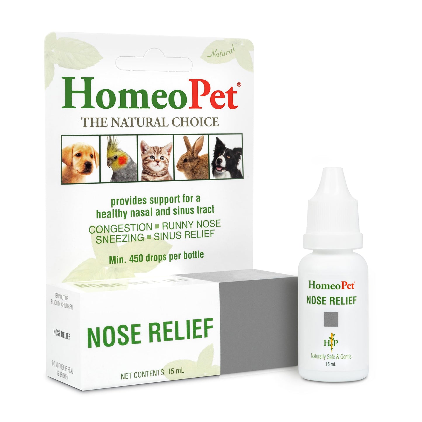 HomeoPet Nose Relief, Safe and Natural Nasal and Sinus Medicine for Cats, Dogs, and Other Small Animals, Pet Congestion Medicine, 15 Milliliters