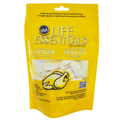 LIFE ESSENTIALS BY CAT-MAN-DOO All-Natural Freeze Dried Chicken Treats for Dogs & Cats Free of Grains, Fillers, Additives and Preservatives Proudly Made in The USA - (2 oz. Bag)