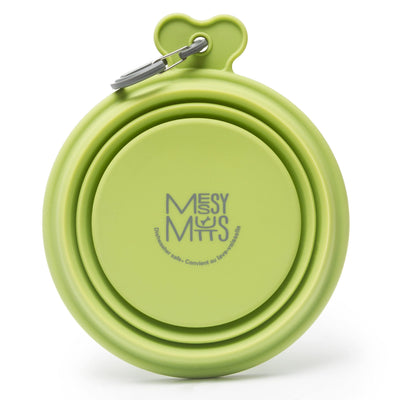 Messy Mutts Silicone Collapsible Bowl | Pet Travel Necessity | Portable Water or Food Dish | Pop Up Watering Bowl | Camping, Hiking, Walking Accessory | Small, 1.75 Cups | Green