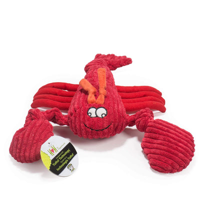 HuggleHounds Knotties Plush Dog Toy- Squeaky Interactive Puppy Toys- Soft Yet Tough, Reinforced, Durable Stuffed Pet Plush Toy for All Breeds and Ages- for Large and XL Dogs- Large Lobster