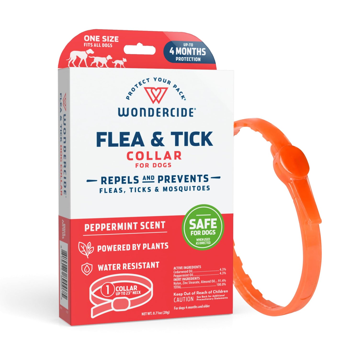 Wondercide Dog Collar - Flea, Tick, and Mosquito Repellent, Prevention for Dogs - with Natural Essential Oils - Pet and Family Safe - Up to 4 Months Protection