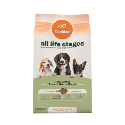 Canidae All Life Stages Real Lamb & Ancient Grains Recipe - High Protein Premium Dry Dog Food for All Ages, Breeds, and Sizes- 27 lbs.