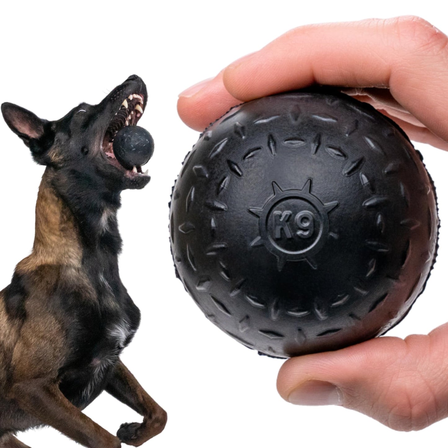 Monster K9 Indestructible Dog Ball - Lifetime Replacement - Medium & Large Breeds - Ultra Durable for Aggressive Chewers - Chew & Fetch - 2.8in. Solid (Tennis Ball Sized)