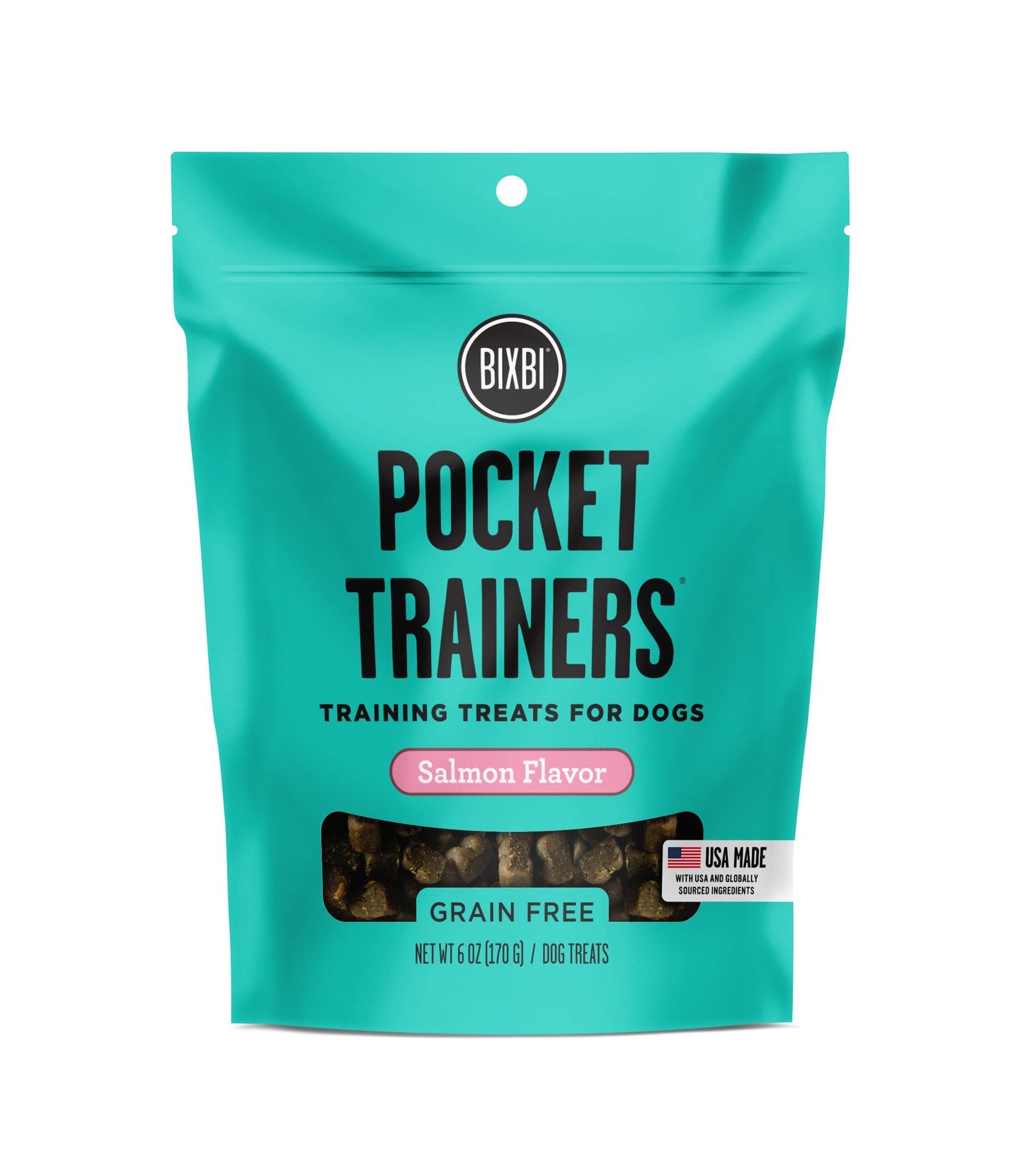 BIXBI Pocket Trainers, Salmon (6 oz, 1 Pouch) - Small Training Treats for Dogs - Low Calorie and Grain Free Dog Treats, Flavorful Pocket Size Healthy and All Natural Dog Treats