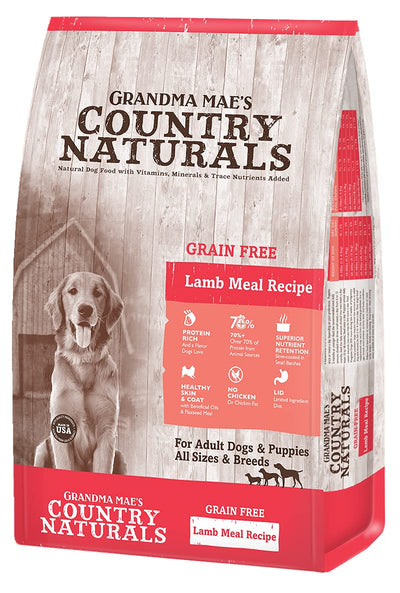 Grandma Mae's Country Naturals Grain-Free Dry Lamb and Lamb Meal Recipe,12 Pounds, Dry Dog Food Made in The USA