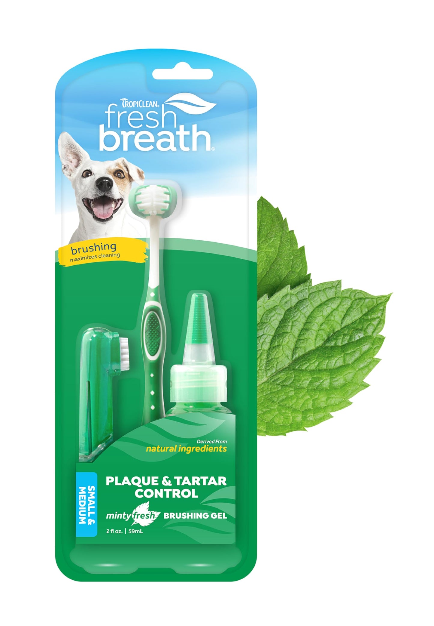 TropiClean Fresh Breath Toothbrush Kit for Small & Medium Dogs | Dog Toothbrush Kit to Fix Stinky Dog Breath | Easy to Use Plaque & Tartar Remover Kit