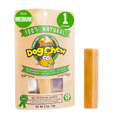 Tibetan Yak Cheese Dog Chew Sticks - Natural, Handmade, Long-Lasting, Easy to Digest,Ideal for Medium Dogs and Aggressive Chewers, Rawhide,Grain and Gluten Free, Keeps Dogs Busy, 1 Chew