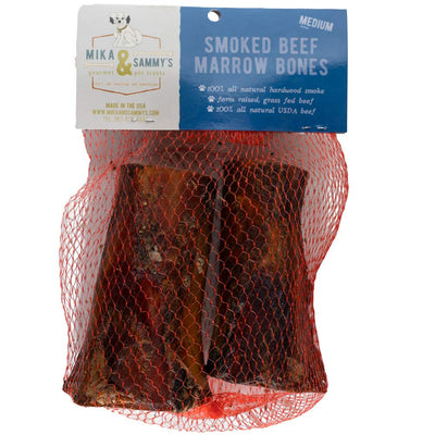 Mika & Sammy's Smoked Beef Marrow Dog Bones for Medium & Aggressive Chewers- Made in USA