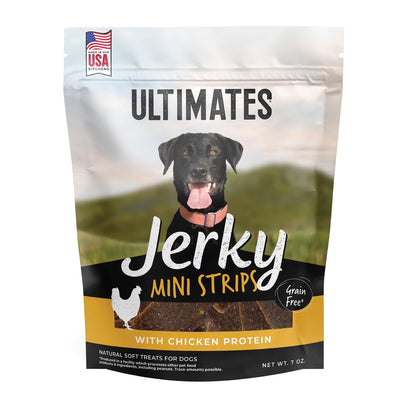 Ultimates Jerky Chicken Mini Strips Soft Grain-Free Dog Treats 7 oz