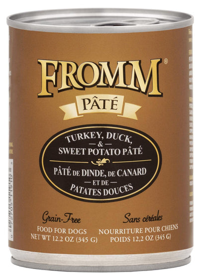 Fromm Turkey, Duck & Sweet Potato Pate Dog Food - Premium Wet Dog Food - Turkey Recipe - 12.2 oz Can