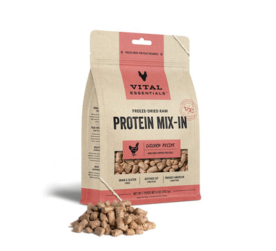 Vital Essentials Freeze Dried Raw Protein Mix-in Dog Food Topper, Chicken Mini Nibs Topper for Dogs, 6 oz