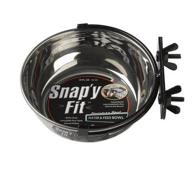 MidWest Homes for Pets Snap'y Fit Food Bowl | Pet Bowl, 20 oz. (2.5 cups) | Dog Bowl Easily Affixes to a Metal Dog Crate, Cat Cage or Bird Cage | Pet Bowl Measures 6L x 6W x 2H Inches,Silver